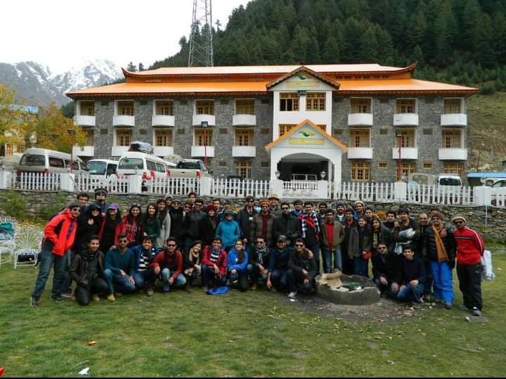 Hotel in Naran Valley with Lsuh Green Mountain in the Background with our guests - Rozefs Tourism