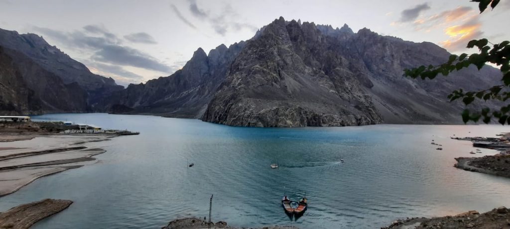 Sun rise at Attabad lake in summer
