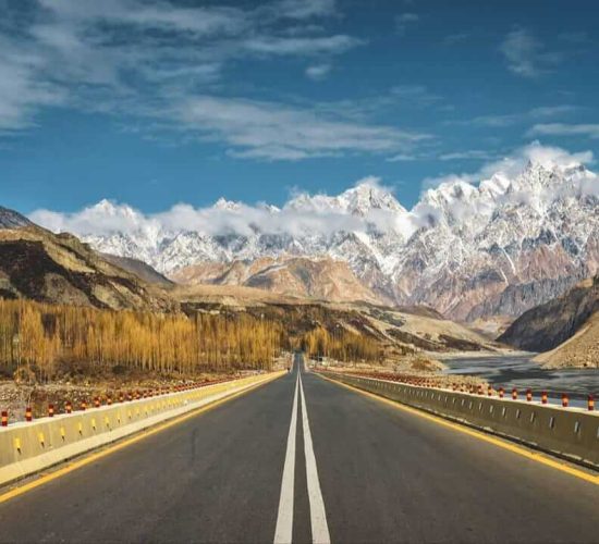 Passu cones snow covered view from hunza cpec highway