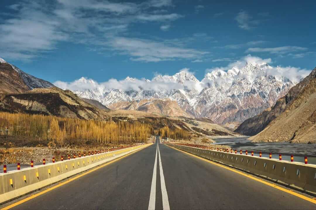 Passu cones snow covered view from hunza cpec highway