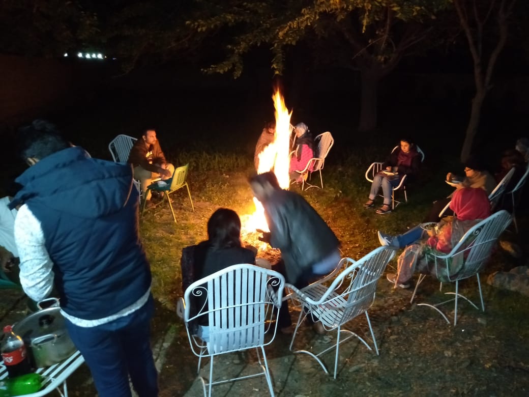 Bonfire in the Garden of hotel in Skardu