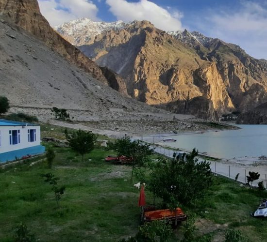 Hotel in Attabad Lake with sunset view from front - rozefs tourism