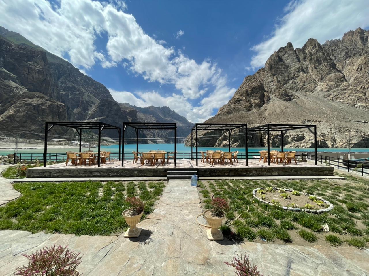 Luxus Alternate Hotel at Attabad - lounge wth view of attabad lake